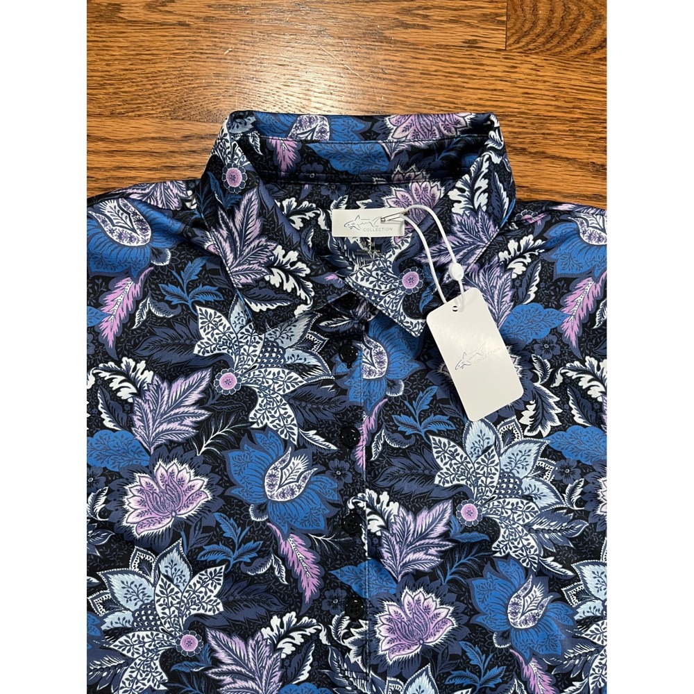 Greg Norman Women Golf Polo Shirt M Lilac Crest Heather Floral ML75 Play Dry NEW - Picture 2 of 8